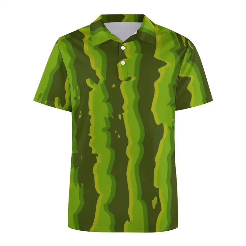 Funny Watermelon Skin 3D Printed Polo Shirt Fruit Food Beer Harajuku T-shirt Street Casual Summer Oversized Short Sleeves Tees