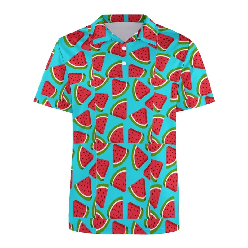 Funny Watermelon Skin 3D Printed Polo Shirt Fruit Food Beer Harajuku T-shirt Street Casual Summer Oversized Short Sleeves Tees