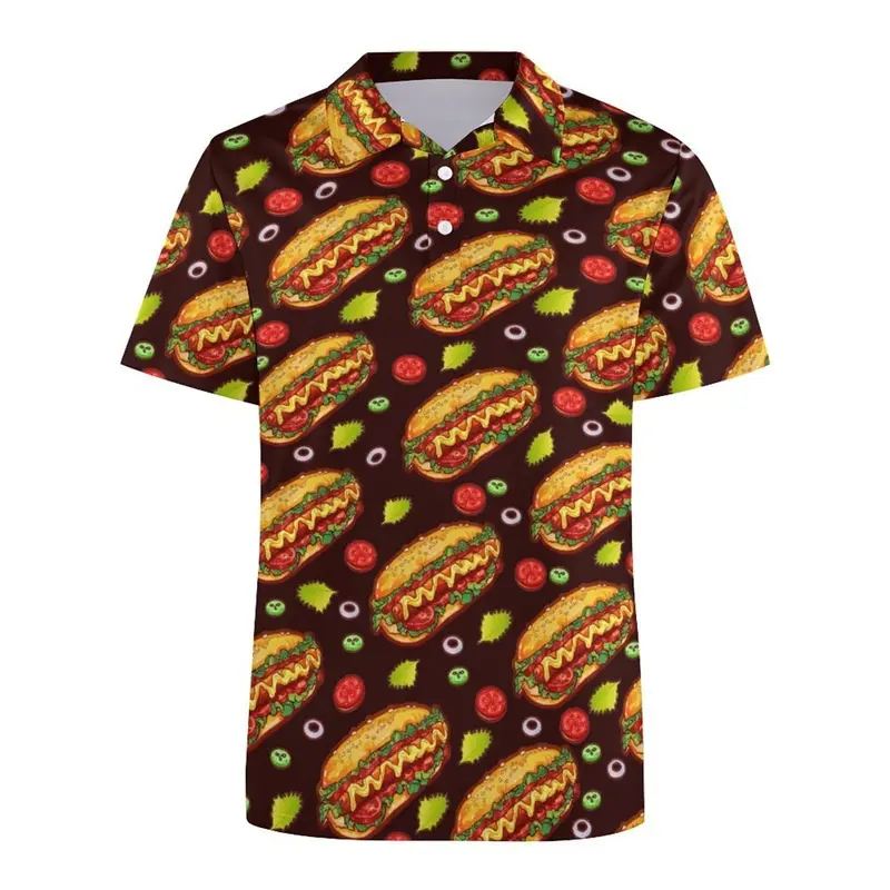 Funny Watermelon Skin 3D Printed Polo Shirt Fruit Food Beer Harajuku T-shirt Street Casual Summer Oversized Short Sleeves Tees