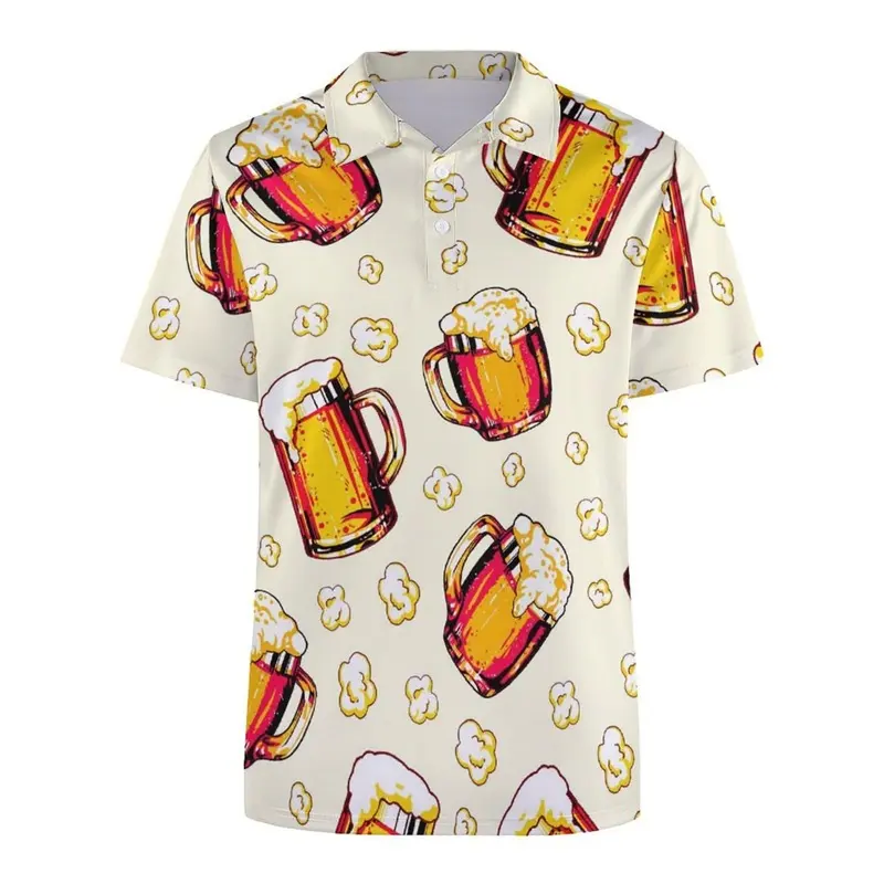 Funny Watermelon Skin 3D Printed Polo Shirt Fruit Food Beer Harajuku T-shirt Street Casual Summer Oversized Short Sleeves Tees
