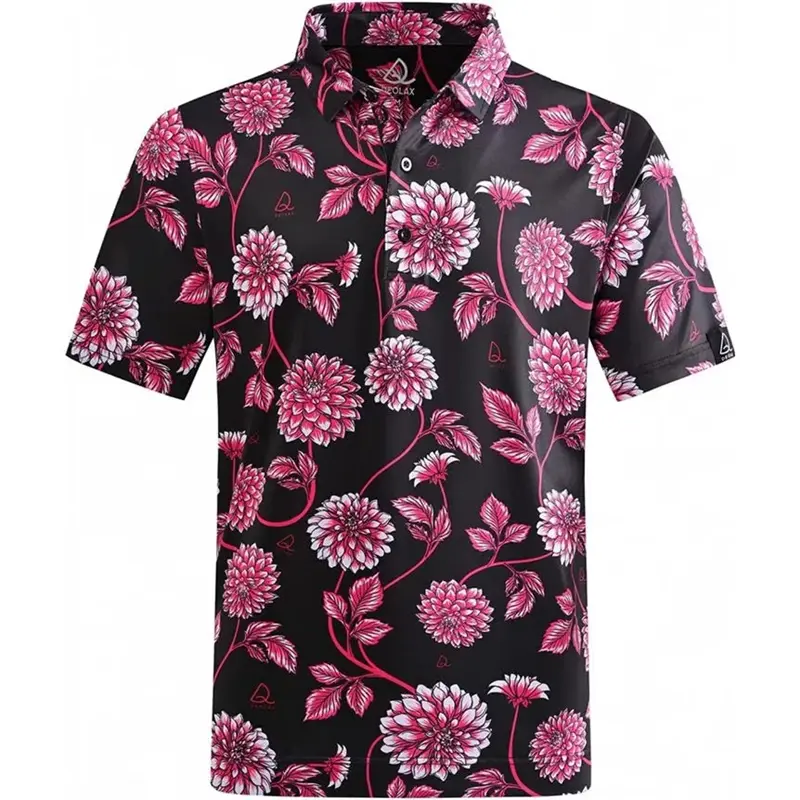 Flower Pattern Polo Shirt For Men Streetwear Summer Clothes 3d Print Pet Footprints Lapel T-shirt Colorful Painting Oversize Tee
