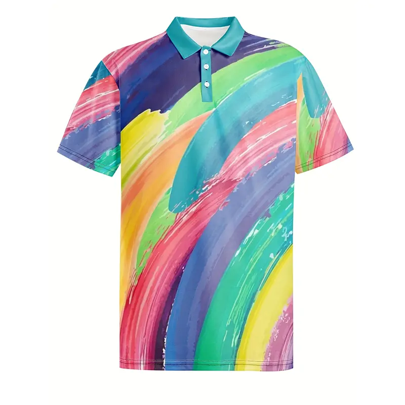 Flower Pattern Polo Shirt For Men Streetwear Summer Clothes 3d Print Pet Footprints Lapel T-shirt Colorful Painting Oversize Tee