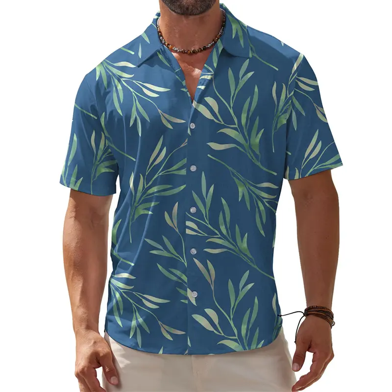 Loose Men's Hawaii Shirt Tropical Plants Flowers 3D Print Lapel Button Shirts Summer Outdoor Daily Leisure Hawaiian Blouse Top