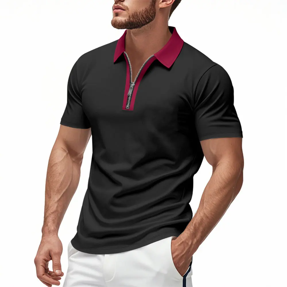 Men's Short-sleeved Polo Shirt Half Zipper Summer Breathable Casual T-shirt Lightweight Golf Tennis Sprots Tops Streetwear