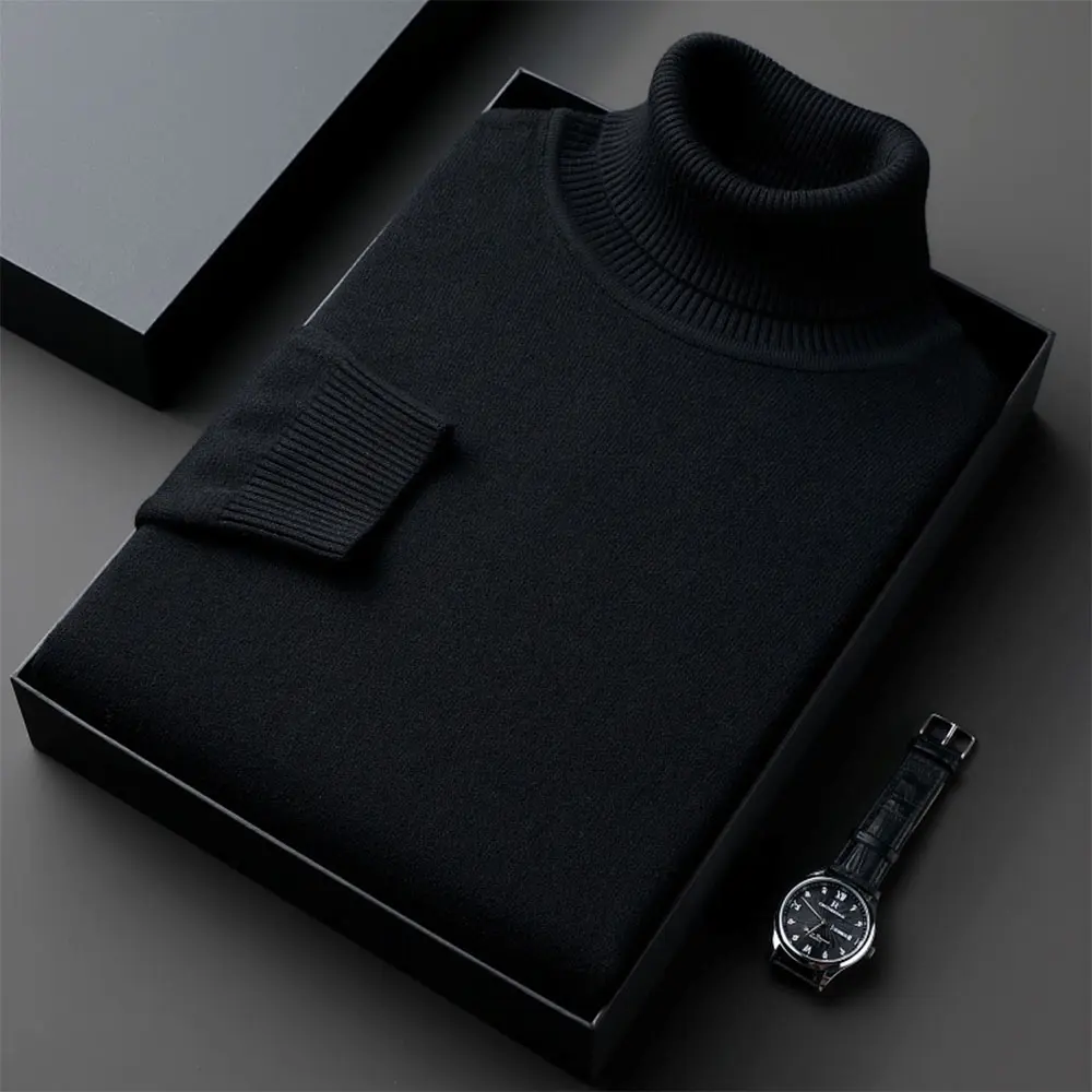 Sweaters for Men Anti-pilling Quality Knitwear Turtleneck Sweater Slim Fit Long Sleeve Pullover Solid Color Men Clothing