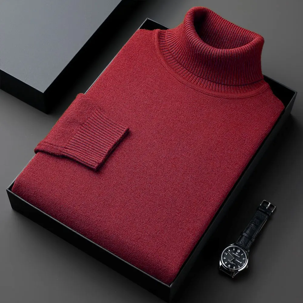 Sweaters for Men Anti-pilling Quality Knitwear Turtleneck Sweater Slim Fit Long Sleeve Pullover Solid Color Men Clothing