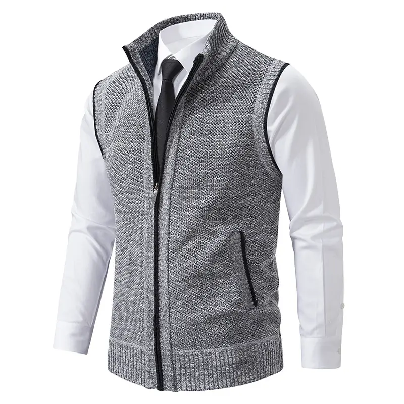 Men Winter Vest Men's Knitted Sleeveless Sweater Cardigan Pullovers Turtleneck Sweatercoat Knitwear Male