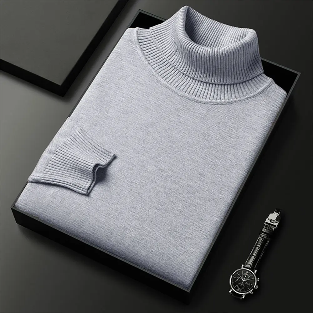 Sweaters for Men Anti-pilling Quality Knitwear Turtleneck Sweater Slim Fit Long Sleeve Pullover Solid Color Men Clothing
