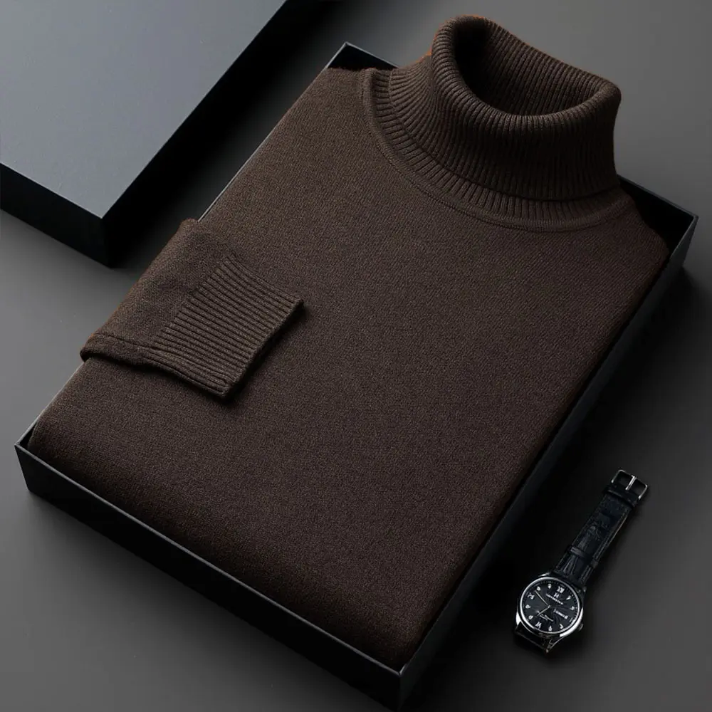 Sweaters for Men Anti-pilling Quality Knitwear Turtleneck Sweater Slim Fit Long Sleeve Pullover Solid Color Men Clothing