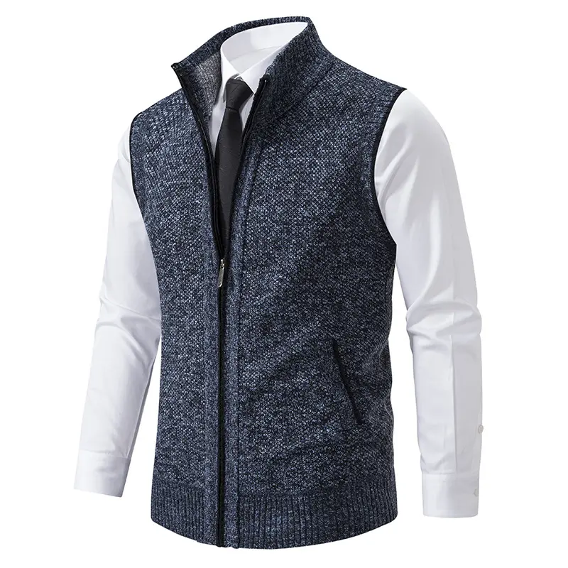 Men Winter Vest Men's Knitted Sleeveless Sweater Cardigan Pullovers Turtleneck Sweatercoat Knitwear Male