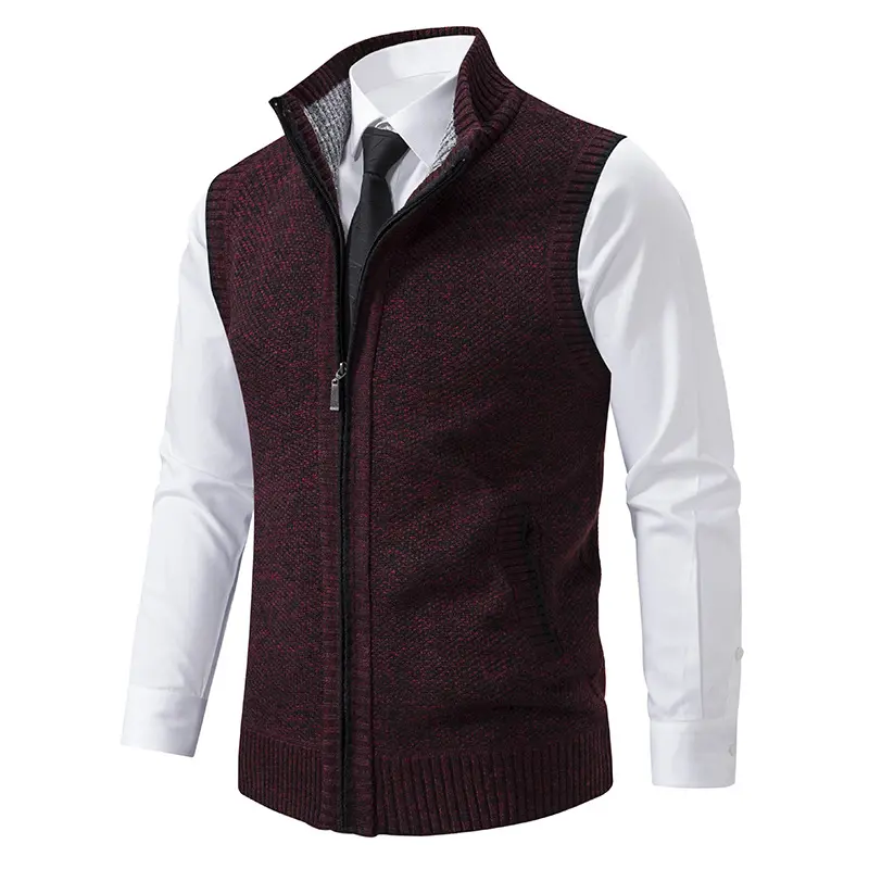 Men Winter Vest Men's Knitted Sleeveless Sweater Cardigan Pullovers Turtleneck Sweatercoat Knitwear Male