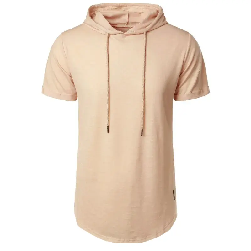 Short Sleeve Hoodie T-shirt for Men Lightweight Breathable Fashion Sports Fitness Running Tops Simple Style Male T-shirts