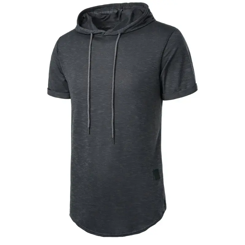 Short Sleeve Hoodie T-shirt for Men Lightweight Breathable Fashion Sports Fitness Running Tops Simple Style Male T-shirts