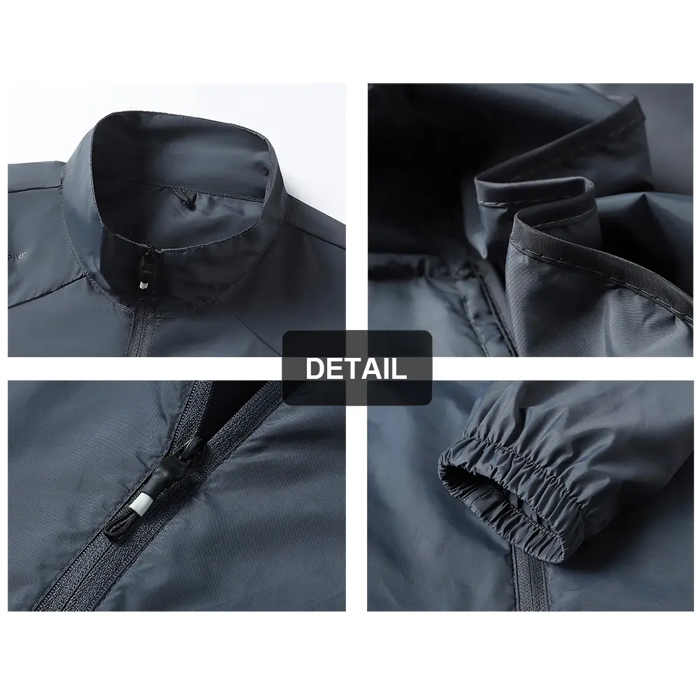 Summer Men's Lightweight Skin Coat Sun Protection Long Sleeve Jacket Stand Collar Camping Hiking Outdoor Streetwear