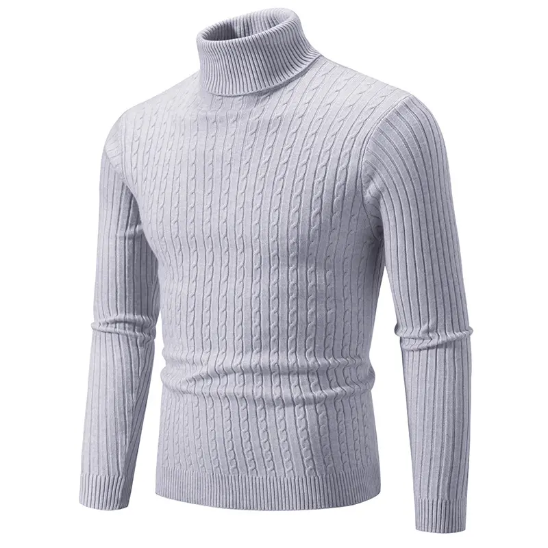 New Men's High Neck Sweater Solid Color Turtleneck Pullover Knitted Sweaters Casual Turtleneck Sweatwear Mens Fall Winter