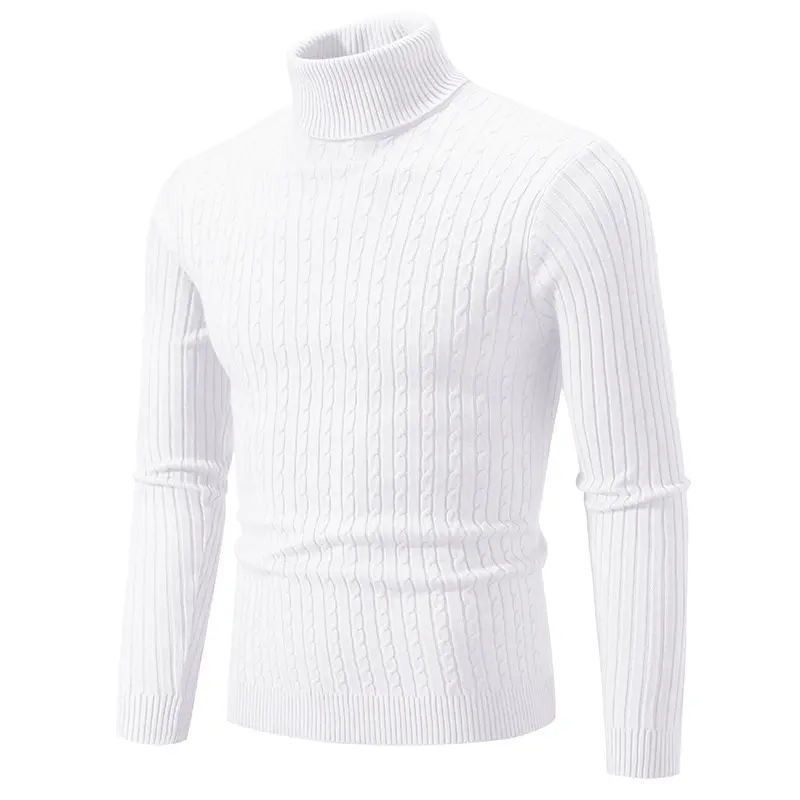 New Men's High Neck Sweater Solid Color Turtleneck Pullover Knitted Sweaters Casual Turtleneck Sweatwear Mens Fall Winter