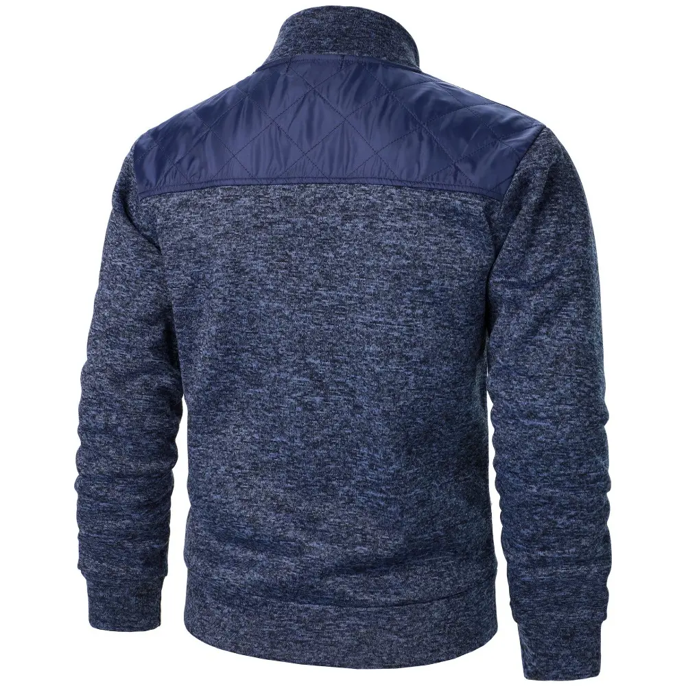 Men's Jacket Patchwork Stand Collar Slim Fit Cardigan Sweatshirt Sportswear Casual Autumn Coat Zip Up