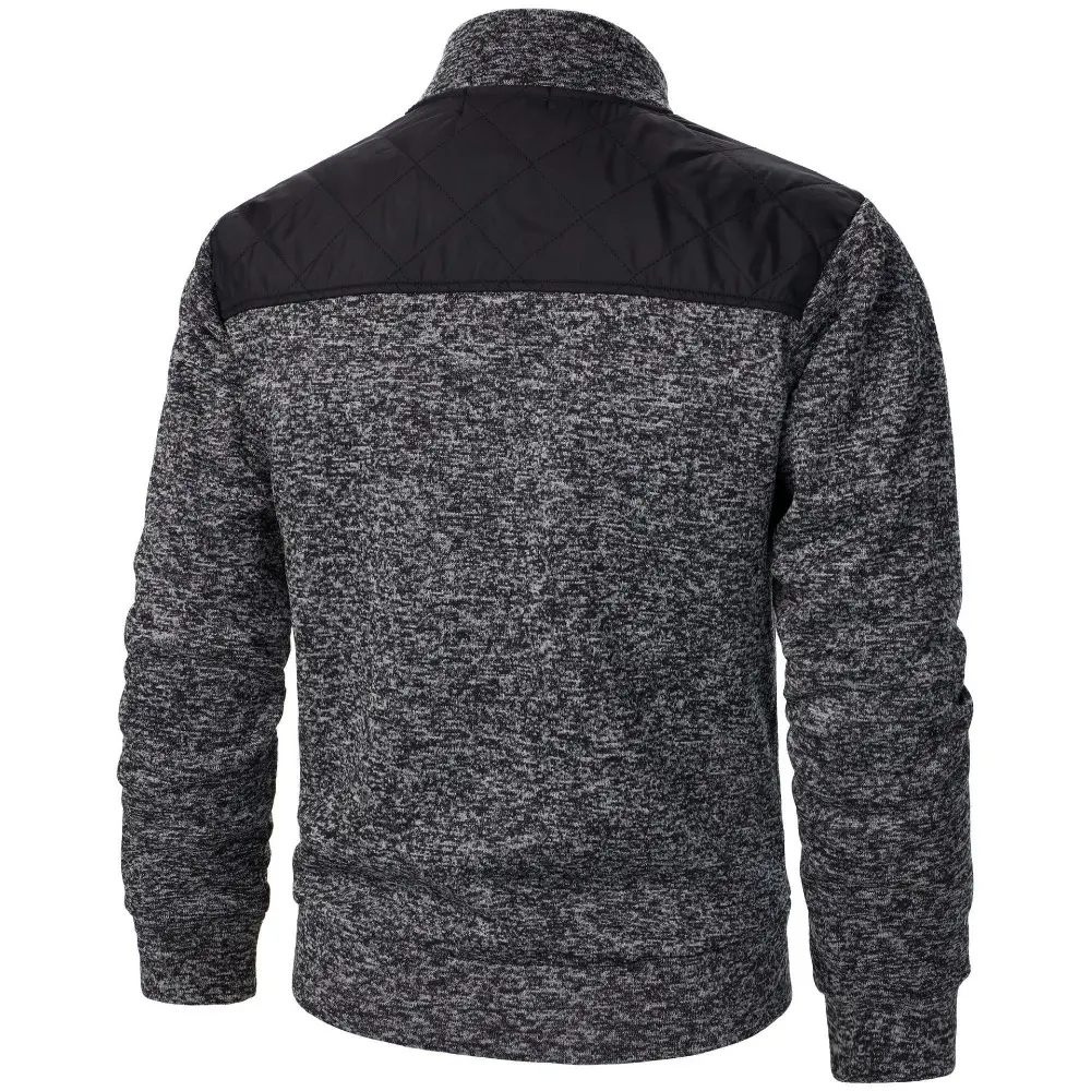 Men's Jacket Patchwork Stand Collar Slim Fit Cardigan Sweatshirt Sportswear Casual Autumn Coat Zip Up