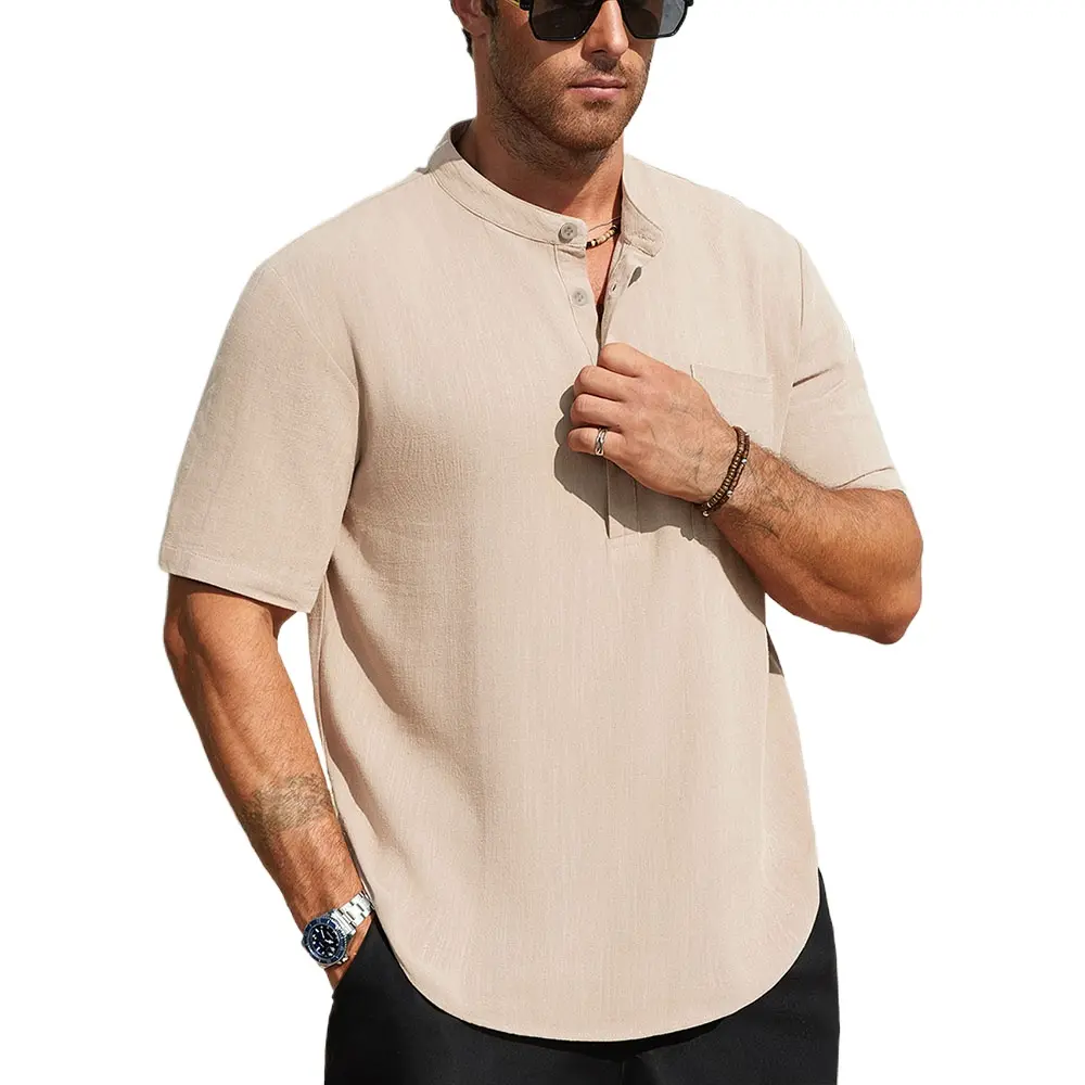 Men Casual Cotton Linen T-Shirt Lightweight T Shirts for Men Streetwear Beach Tops Tees Breathable Short Sleeve Shirt Vintage