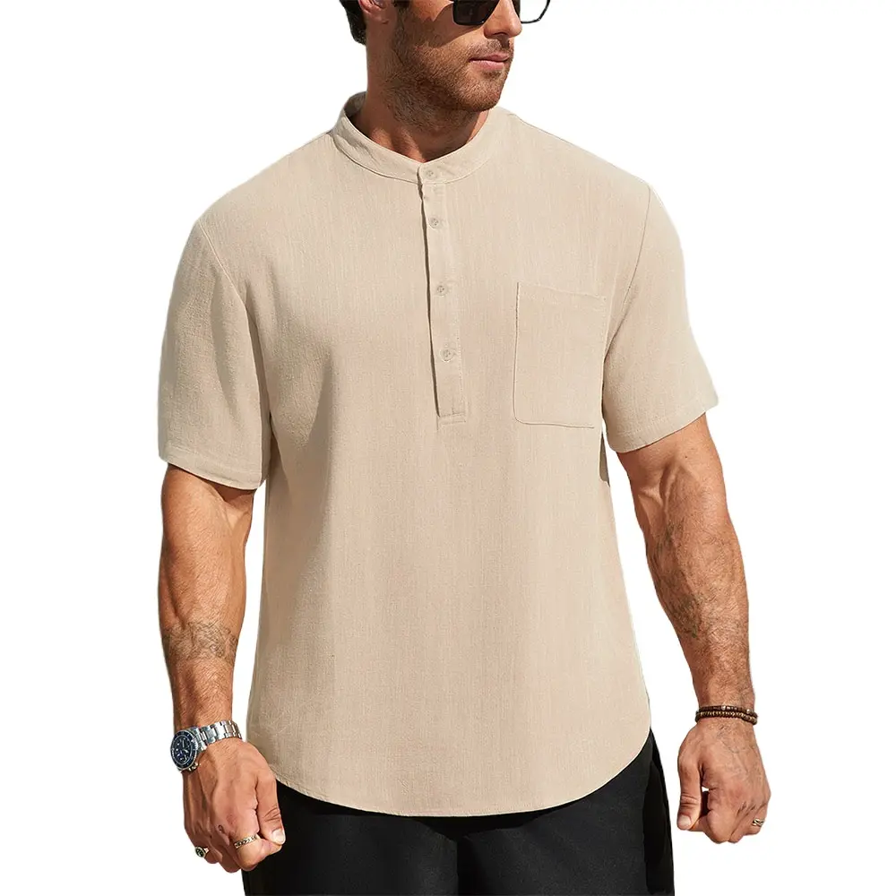 Men Casual Cotton Linen T-Shirt Lightweight T Shirts for Men Streetwear Beach Tops Tees Breathable Short Sleeve Shirt Vintage
