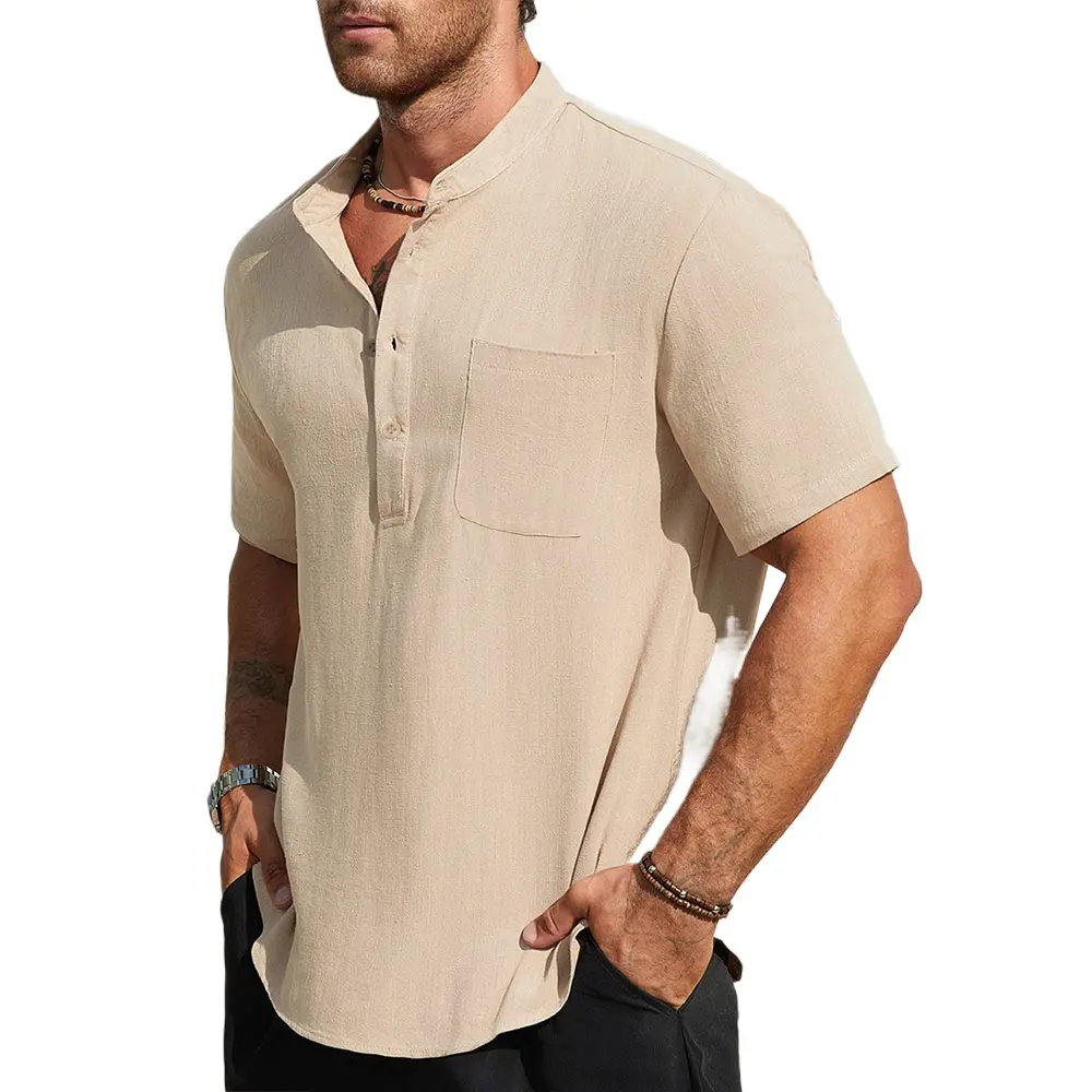 Men Casual Cotton Linen T-Shirt Lightweight T Shirts for Men Streetwear Beach Tops Tees Breathable Short Sleeve Shirt Vintage