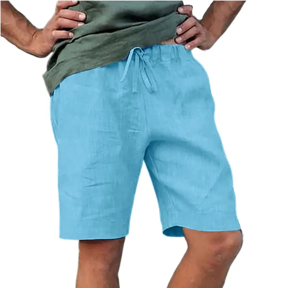 Men's Summer Casual Shorts Drawstring Pocket Design Solid Color Middle Pants Loose Straight Jogging Outdoor Streetwear