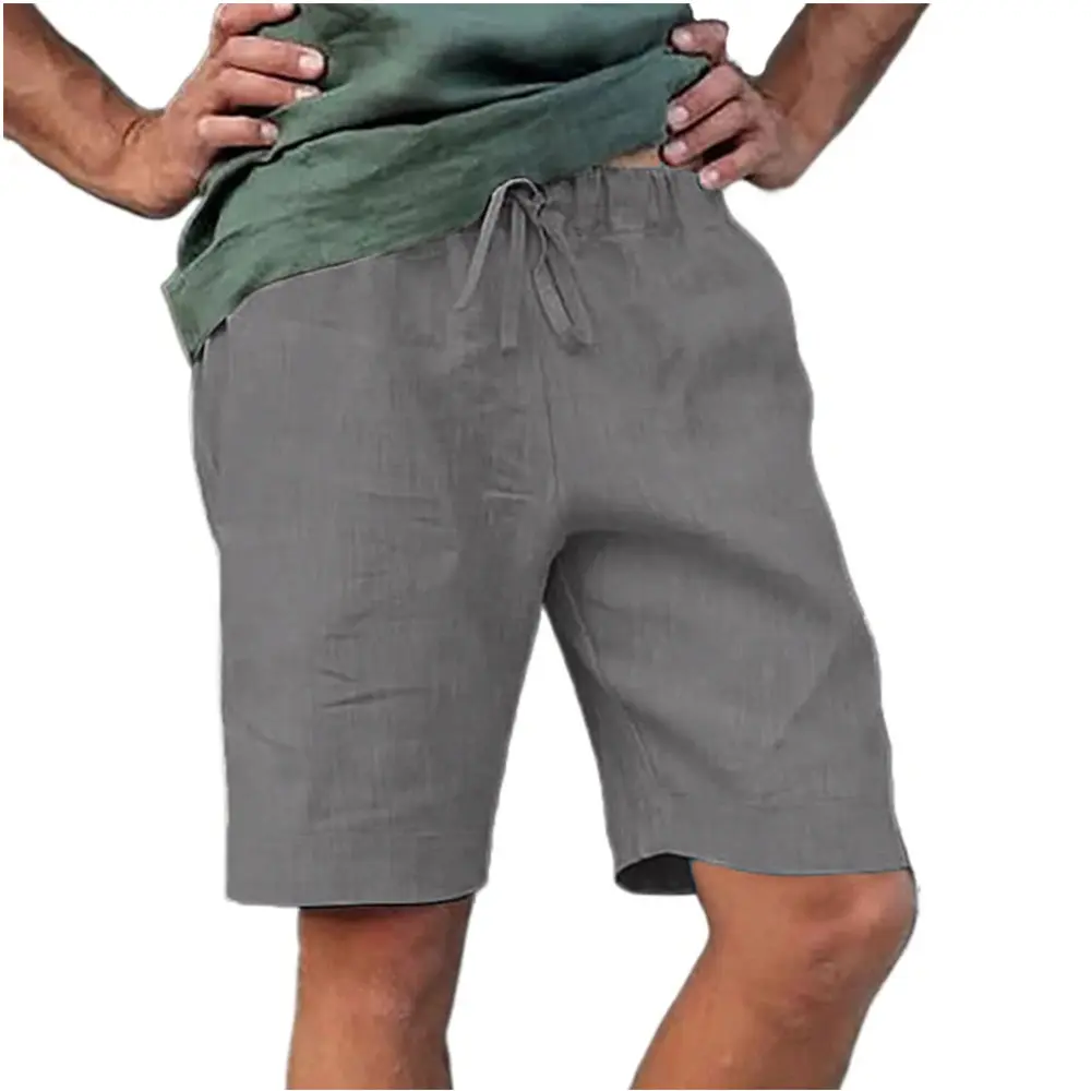 Men's Summer Casual Shorts Drawstring Pocket Design Solid Color Middle Pants Loose Straight Jogging Outdoor Streetwear
