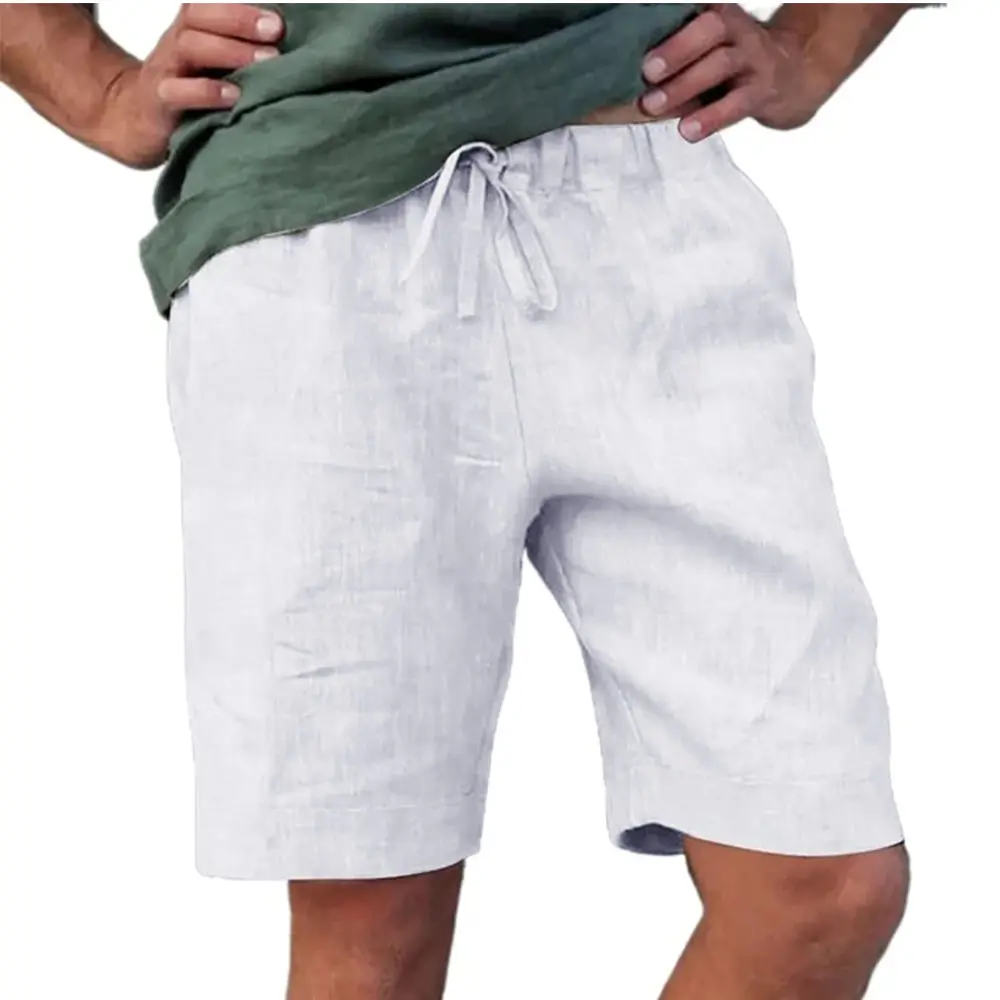 Men's Summer Casual Shorts Drawstring Pocket Design Solid Color Middle Pants Loose Straight Jogging Outdoor Streetwear