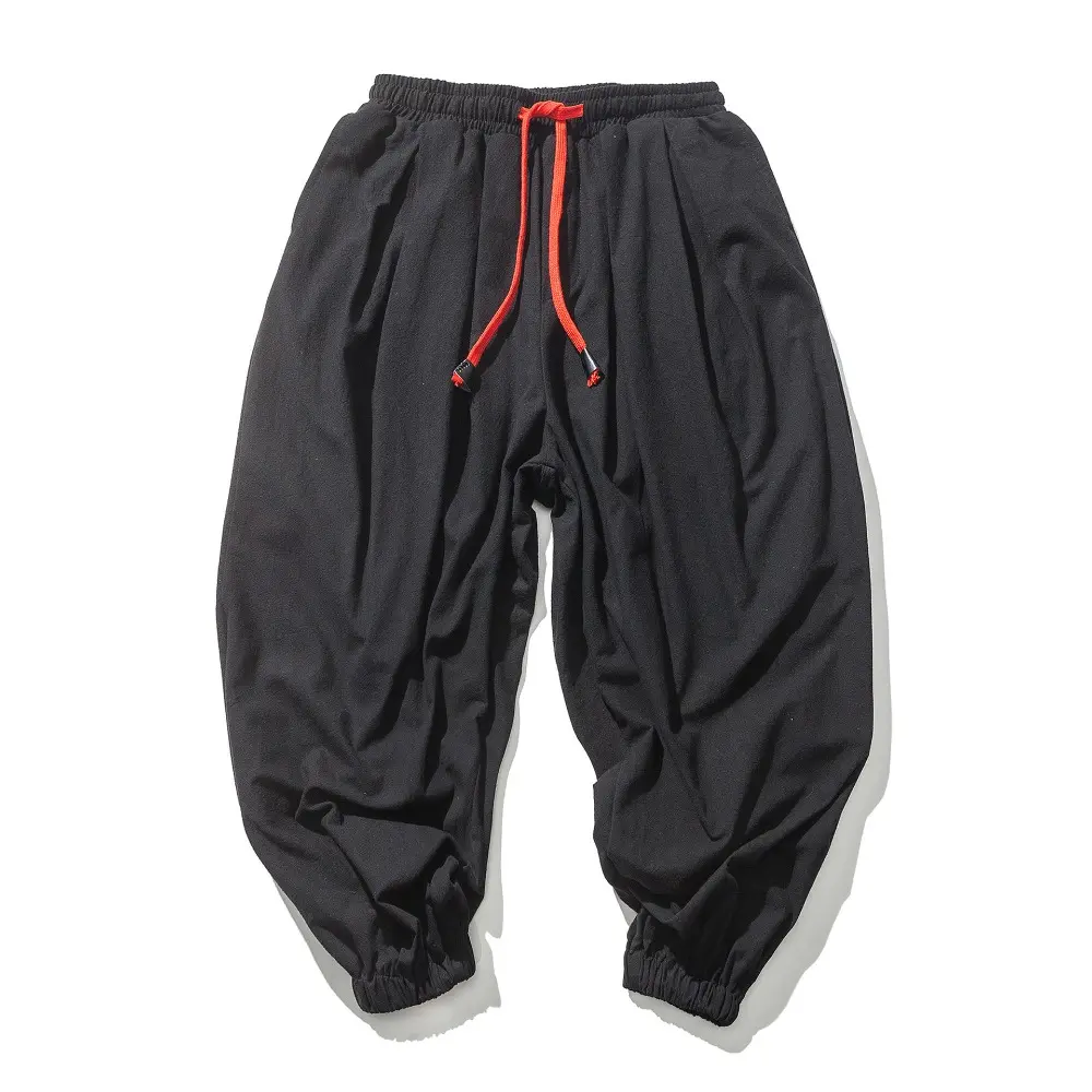 Men's Cotton and Linen Harem Pants Casual Loose Oversize Beach Pants Chinese Style Wide Leg Trousers Joggers Men Summer