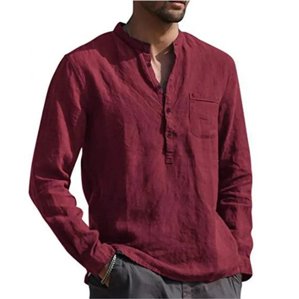 King Billion Cotton Linen Hot Sale Men's Long-Sleeved Shirts Summer Solid Color Casual Beach Style Plus Size