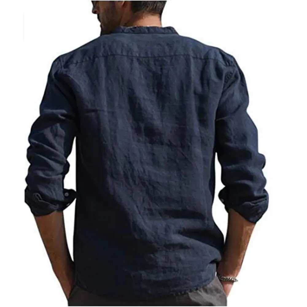 King Billion Cotton Linen Hot Sale Men's Long-Sleeved Shirts Summer Solid Color Casual Beach Style Plus Size