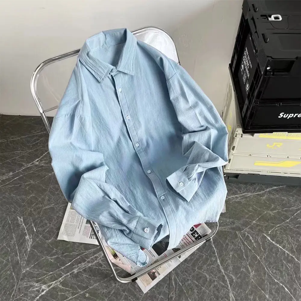 Men's Loose Shirts Casual Multi Colors Cotton Linen Cool Summer Breathable Harajuku Male Baggy Shirt for Men Button Up