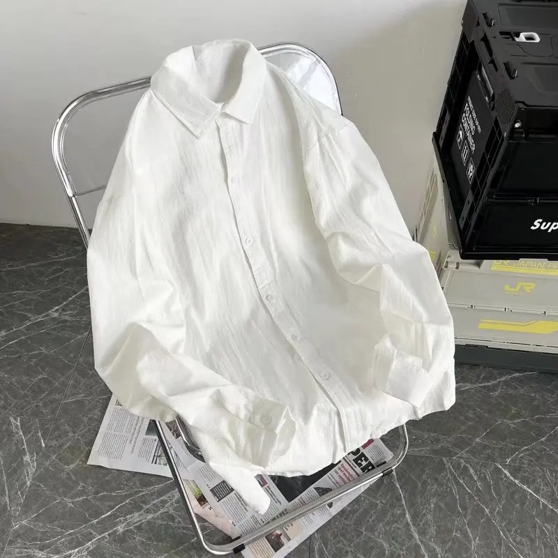 Men's Loose Shirts Casual Multi Colors Cotton Linen Cool Summer Breathable Harajuku Male Baggy Shirt for Men Button Up