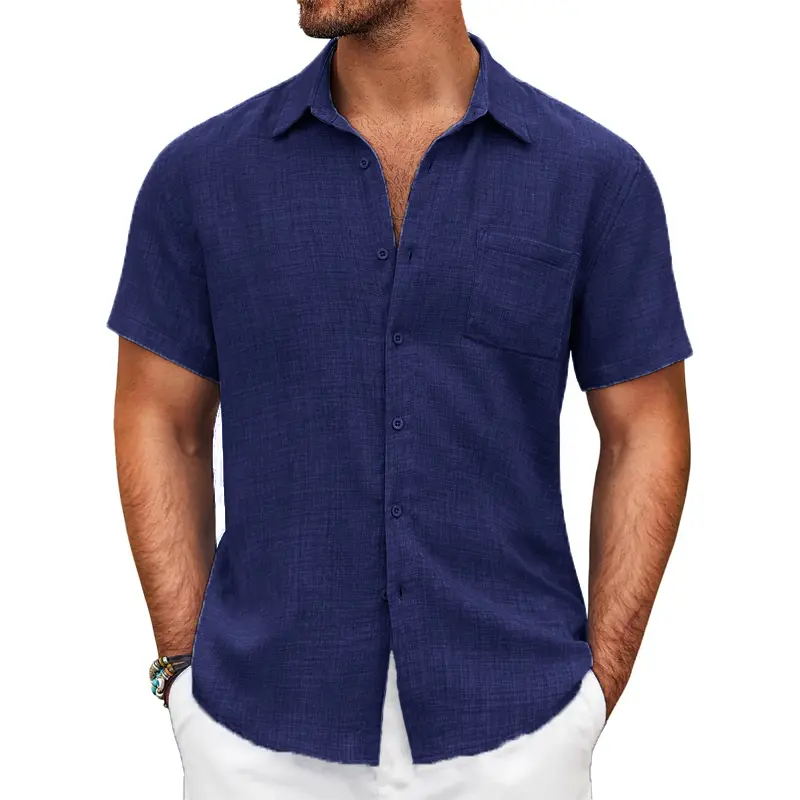 Summer Men's Shirt Short Sleeve Casual Men's Tshirts Lightweight Beach Regular Fit Shirt with Chest Pocket Oversize T Shirts