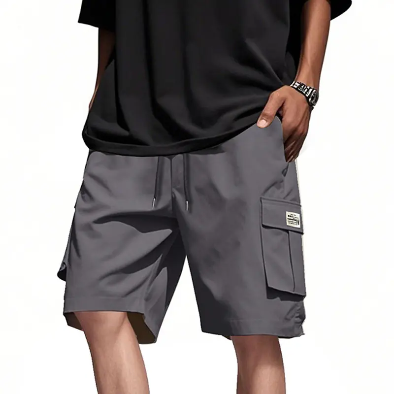 Summer Men's Drawstring Cargo Shorts Relaxed Fit Shorts with Pockets Work Hiking Summer Athletic Short Men Oversize Shorts