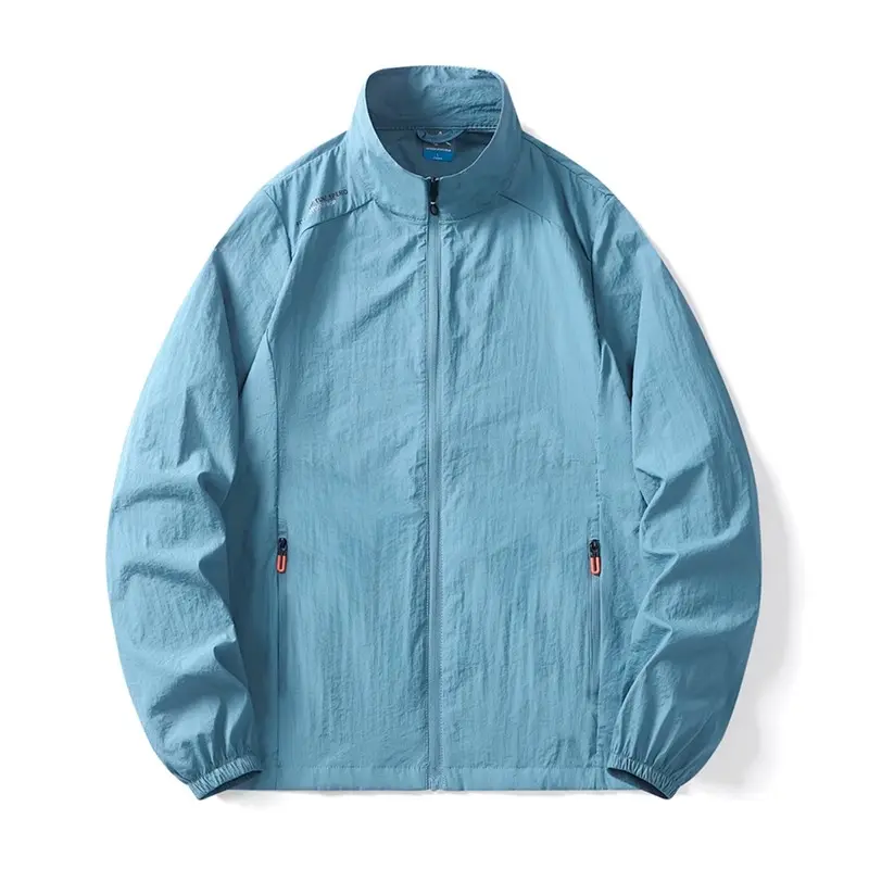 Summer Men's Lightweight Jacket Full Zip Sun Protection Coats Long Sleeve Streetwear for Men Hiking Fishing Zip Pockets