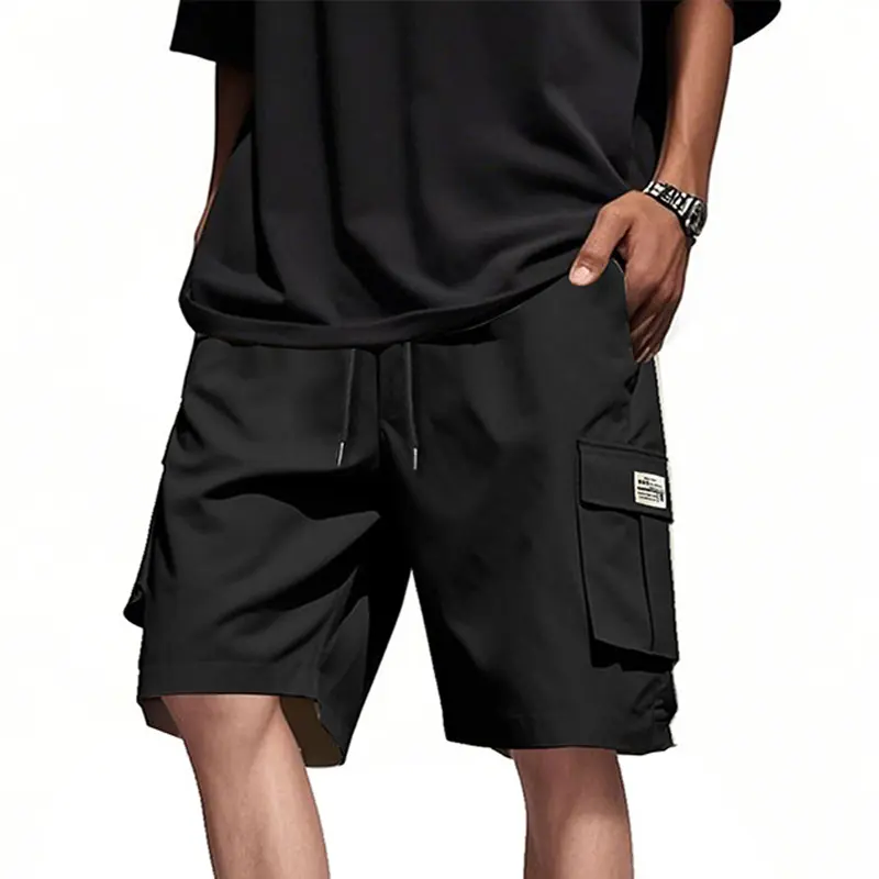 Summer Men's Drawstring Cargo Shorts Relaxed Fit Shorts with Pockets Work Hiking Summer Athletic Short Men Oversize Shorts