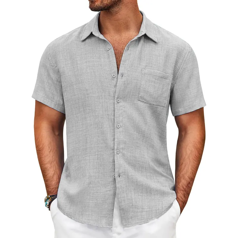 Summer Men's Shirt Short Sleeve Casual Men's Tshirts Lightweight Beach Regular Fit Shirt with Chest Pocket Oversize T Shirts