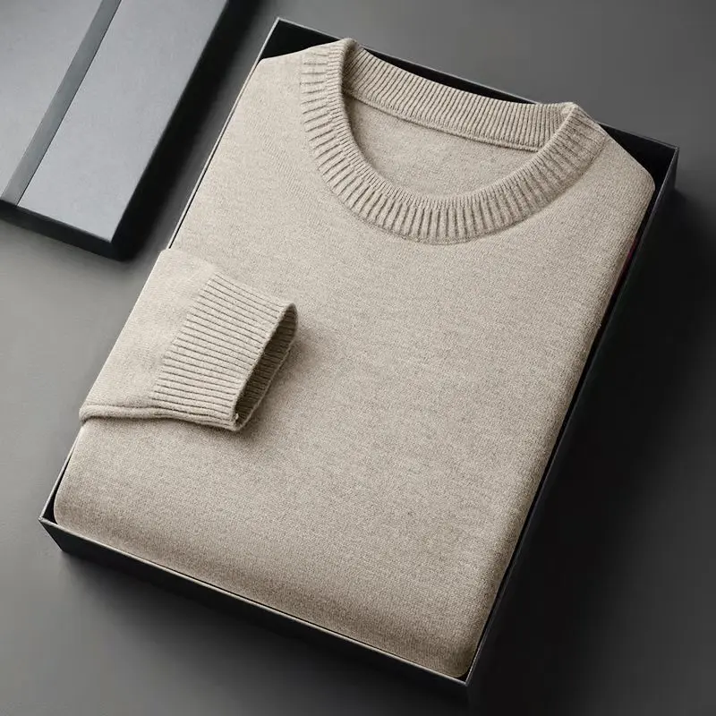 Mens CrewNeck Pullover Sweater Long Sleeve Knitted Sweaters Vintage Lightweight Sweatshirts Soild Color Casual Jacket Coats