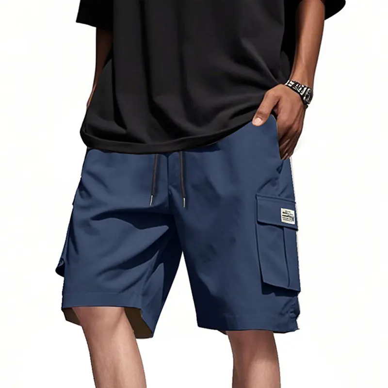 Summer Men's Drawstring Cargo Shorts Relaxed Fit Shorts with Pockets Work Hiking Summer Athletic Short Men Oversize Shorts