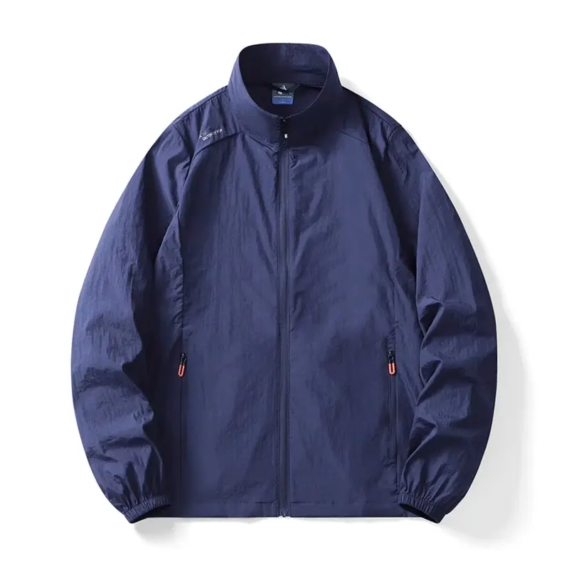 Summer Men's Lightweight Jacket Full Zip Sun Protection Coats Long Sleeve Streetwear for Men Hiking Fishing Zip Pockets