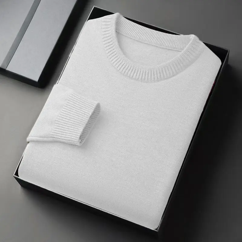 Mens CrewNeck Pullover Sweater Long Sleeve Knitted Sweaters Vintage Lightweight Sweatshirts Soild Color Casual Jacket Coats