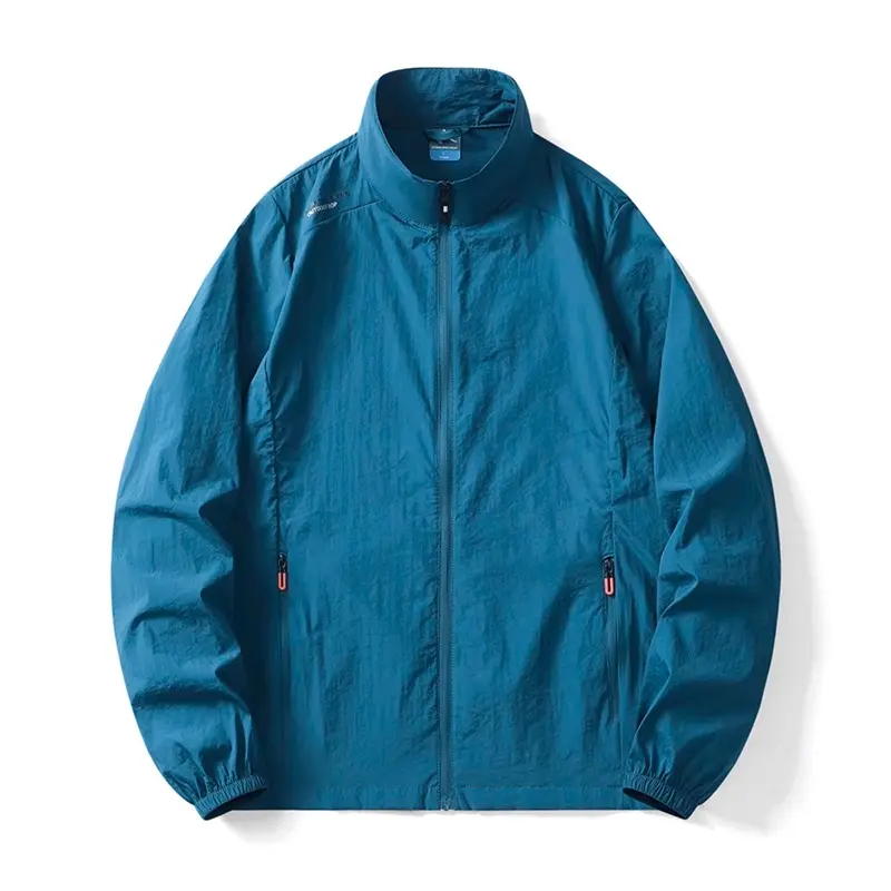 Summer Men's Lightweight Jacket Full Zip Sun Protection Coats Long Sleeve Streetwear for Men Hiking Fishing Zip Pockets