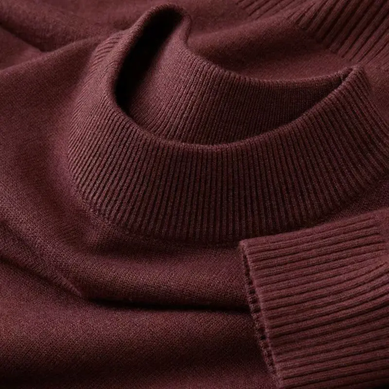 New Mens Casual Mock Turtleneck Sweaters Long Sleeve Thermal Pullover Autumn Basic Lightweight Streetwear Knitted Coat Tops