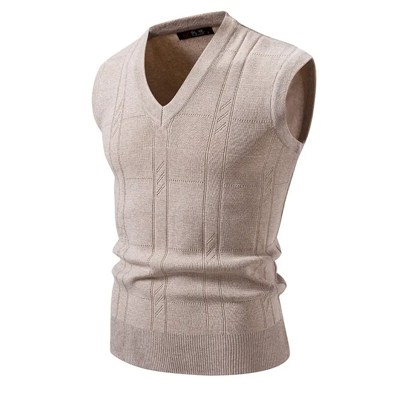 New Men's V-Neck Sleeveless Vest Classic Pullover Knitted Waistcoat Sweater Cardigans Tank Tops Outdoor Streetwear