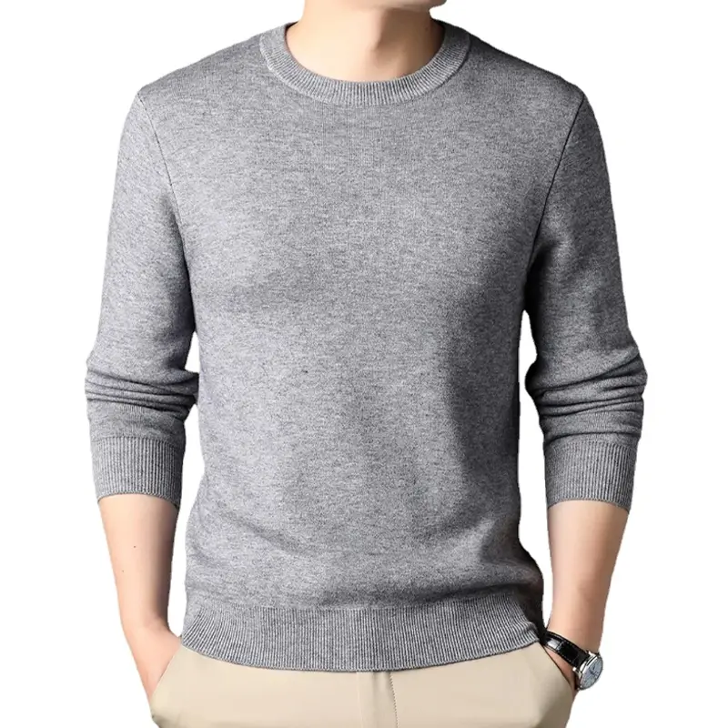 Men's Winter Solid Color Knitted Sweater Casual Comfortable Tops Vintage Sweatshirts Loose Basic Round Neck Autum Sweatwear