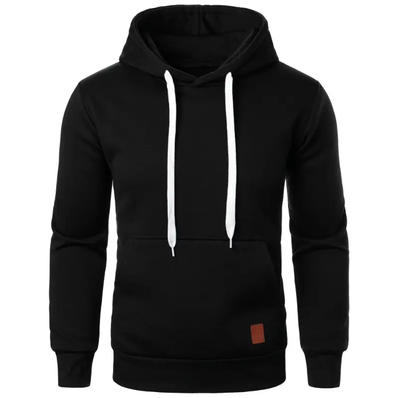 Mens Casual Hooded Collar Drawstring Hoodies Sweatshirts Long Sleeve Shirts Outdoor Streetwear Solid Color Lightweight Pullover