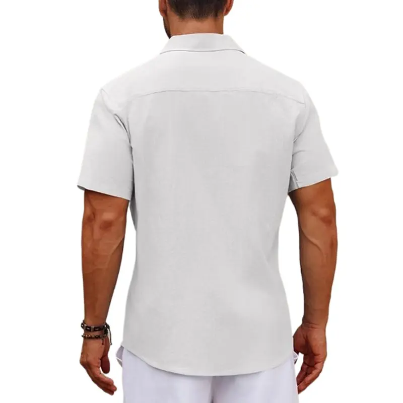 New Men's Short Sleeve Lightweight Summer Shirt Short Sleeve Shirt with Chest Pocket Casual Shirt Beach Shirt Casual Holiday