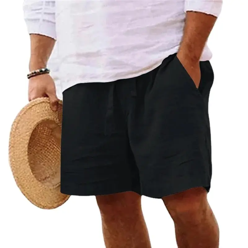 Summer Mens Cotton Solid Color Short Lightweight Gym Pants Beach Shorts Men Fitness Sport Large Breathable Short Homme