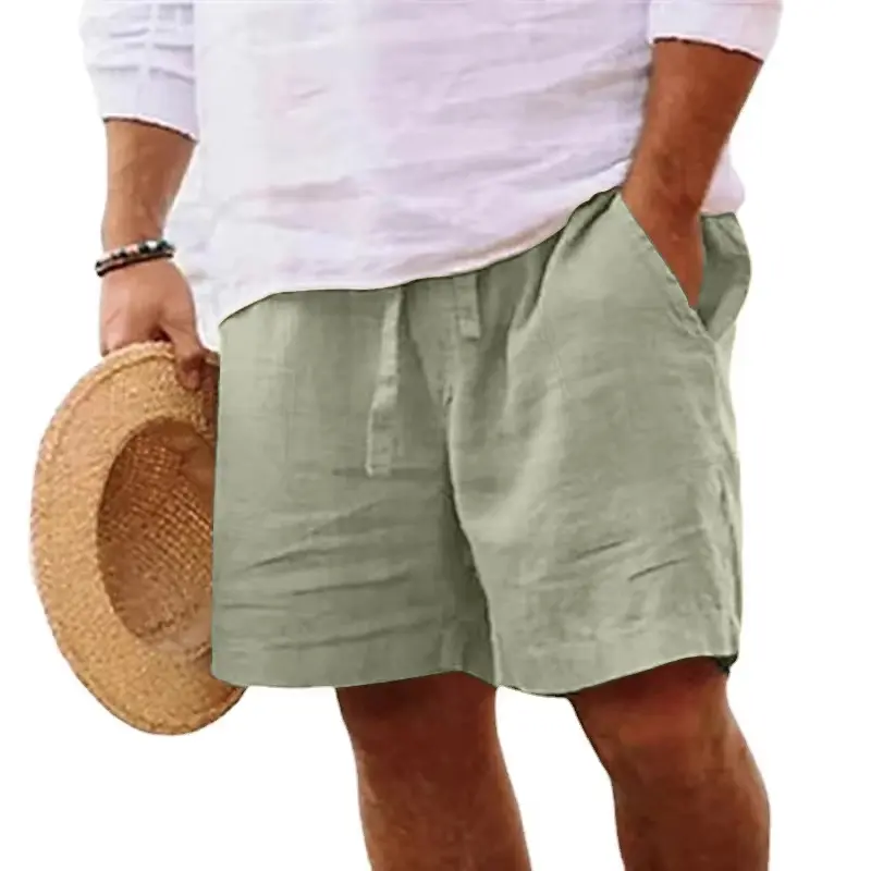 Summer Mens Cotton Solid Color Short Lightweight Gym Pants Beach Shorts Men Fitness Sport Large Breathable Short Homme